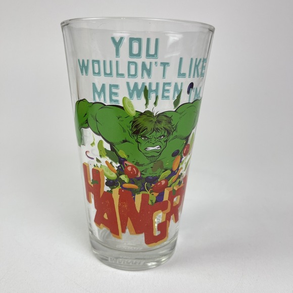 Other - Marvel Comics The Hulk You Wouldnt Like Me When Im Hangry Water Soda Glass 16 oz